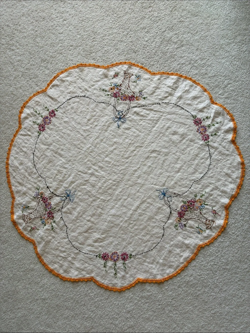 Vintage Embroidered Table Linen